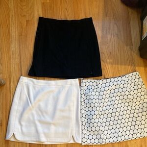3 mini skirts Cream wool mini skirt, black wool mini and cotton dots